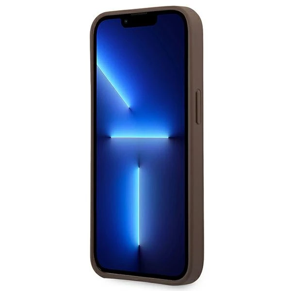 iPhone 14 Pro Guess dėklas 4G Big Metal Logo rudos spalvos