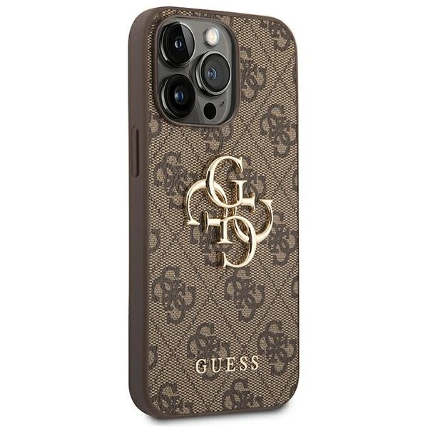 iPhone 14 Pro Guess dėklas 4G Big Metal Logo rudos spalvos