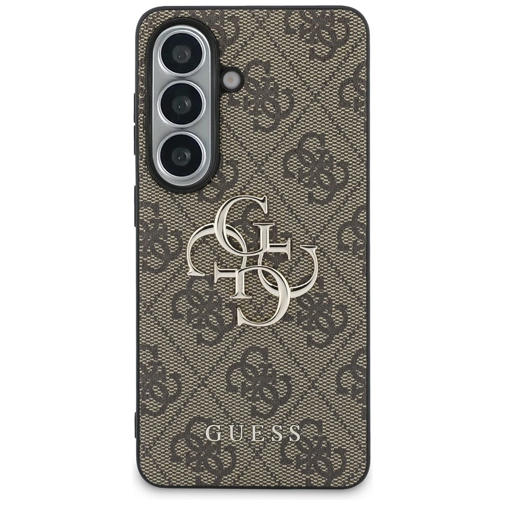 Guess PU 4G Metal Logo dėklas skirtas Samsung Galaxy S26 rudos spalvos