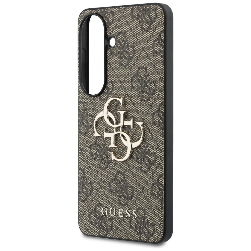 Guess PU 4G Metal Logo dėklas skirtas Samsung Galaxy S26 rudos spalvos
