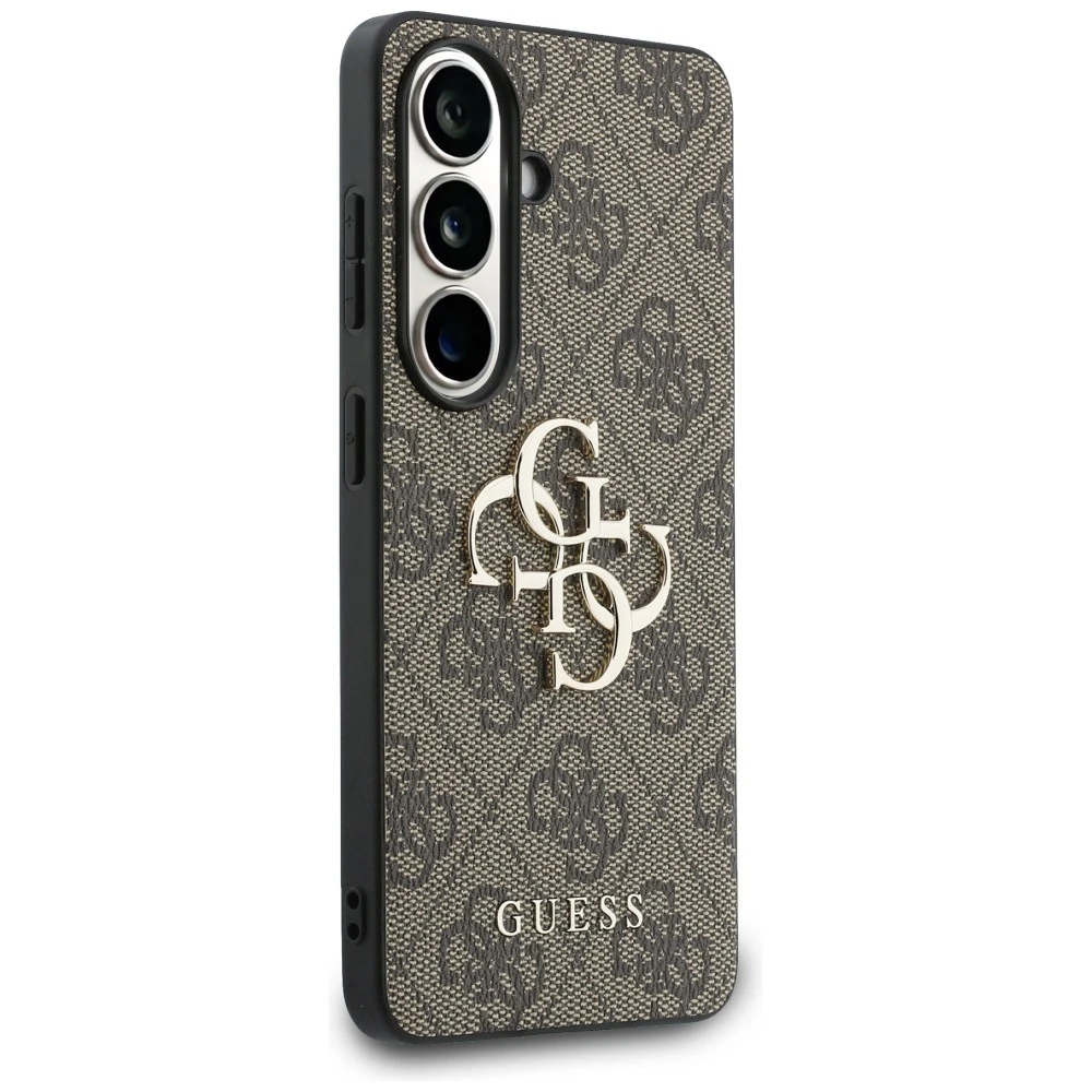 Guess PU 4G Metal Logo dėklas skirtas Samsung Galaxy S26 rudos spalvos