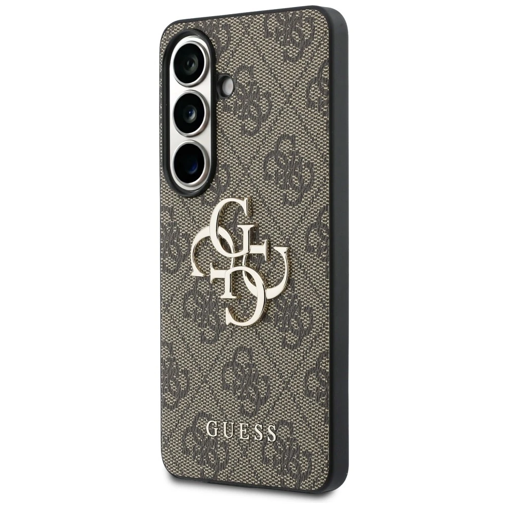 Guess PU 4G Metal Logo dėklas skirtas Samsung Galaxy S26 rudos spalvos