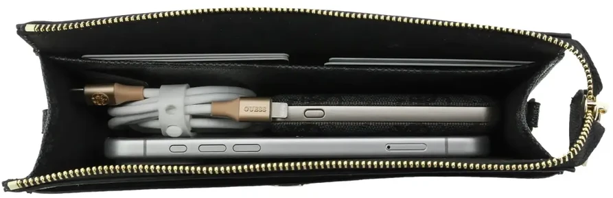 Guess PU 4G Metal Logo Phone Bag juodos spalvos