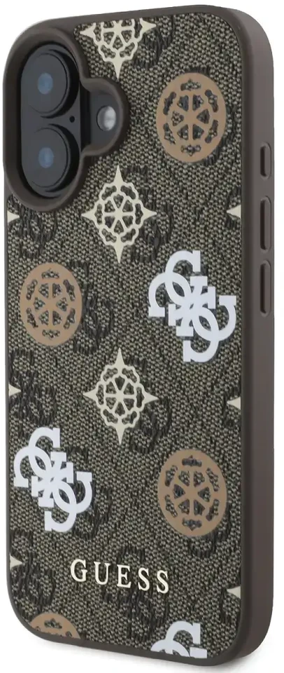 Guess PU 4G Peony MagSafe Apple iPhone 16 dėklas telefonui rudos spalvos