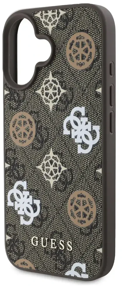 Guess PU 4G Peony MagSafe Apple iPhone 16 dėklas telefonui rudos spalvos