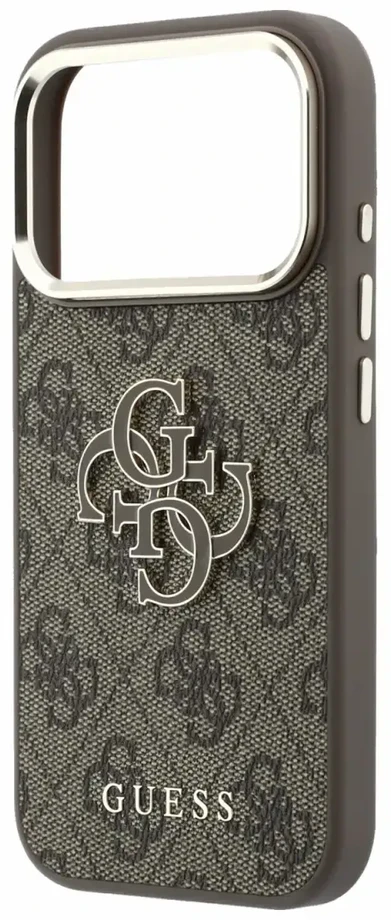 Dėklas Guess 4G & Big Resin Logo skirtas iPhone 18 Pro / iPhone 17 Pro rudas