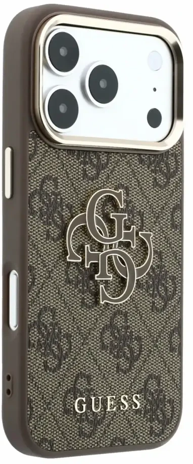 Dėklas Guess 4G & Big Resin Logo skirtas iPhone 18 Pro / iPhone 17 Pro rudas