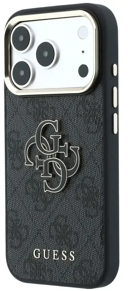 Dėklas Guess 4G & Big Resin Logo, skirtas iPhone 18 Pro Max / iPhone 17 Pro Max, juodas