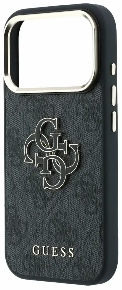 Dėklas Guess 4G & Big Resin Logo, skirtas iPhone 18 Pro / iPhone 17 Pro, juodas