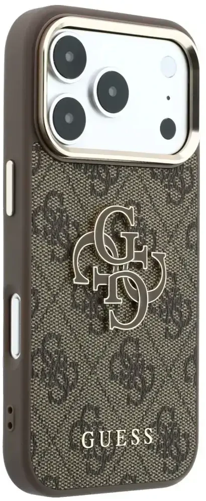 Dėklas Guess 4G & Big Resin Logo skirtas iPhone 18 Pro / iPhone 17 Pro rudas
