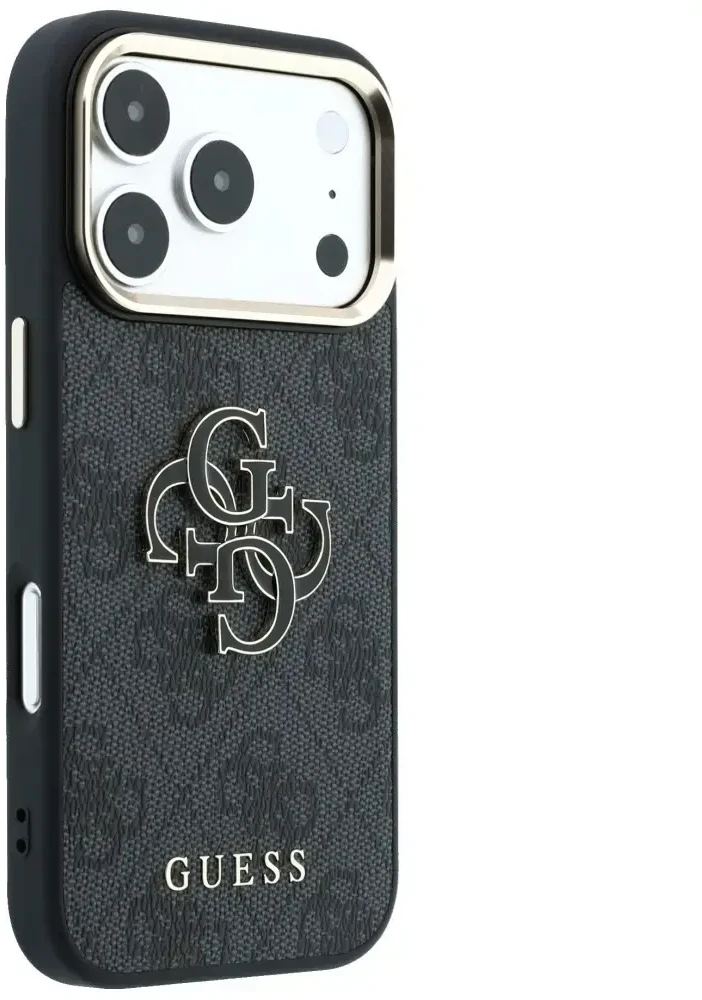 Dėklas Guess 4G & Big Resin Logo, skirtas iPhone 18 Pro Max / iPhone 17 Pro Max, juodas