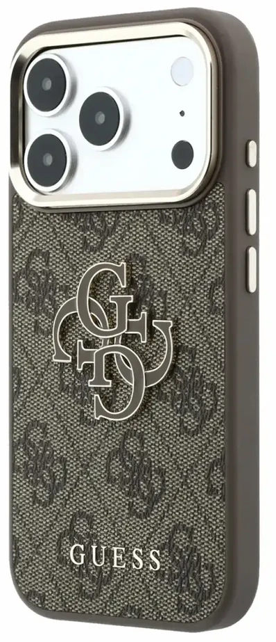 Dėklas Guess 4G & Big Resin Logo skirtas iPhone 18 Pro / iPhone 17 Pro rudas