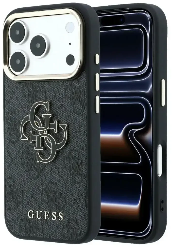 Dėklas Guess 4G & Big Resin Logo, skirtas iPhone 18 Pro Max / iPhone 17 Pro Max, juodas