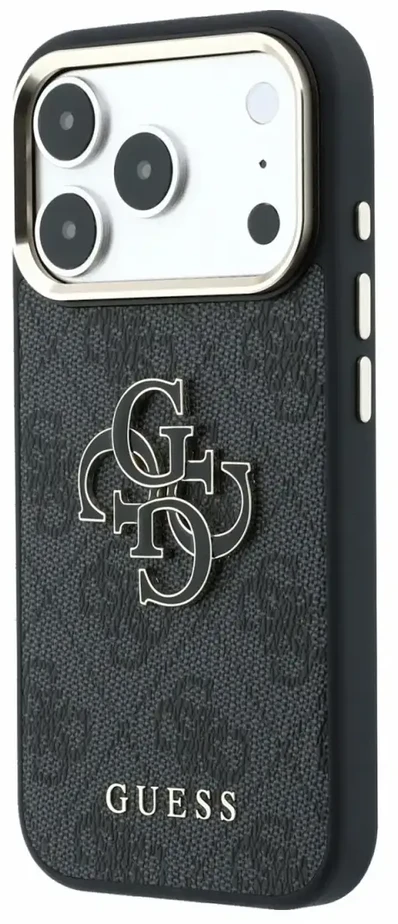 Dėklas Guess 4G & Big Resin Logo, skirtas iPhone 18 Pro Max / iPhone 17 Pro Max, juodas