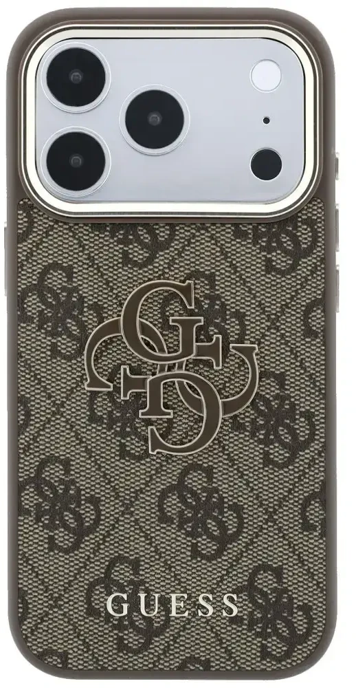Dėklas Guess 4G & Big Resin Logo skirtas iPhone 18 Pro / iPhone 17 Pro rudas