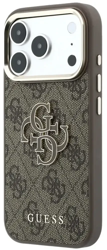 Dėklas Guess 4G & Big Resin Logo skirtas iPhone 18 Pro / iPhone 17 Pro rudas