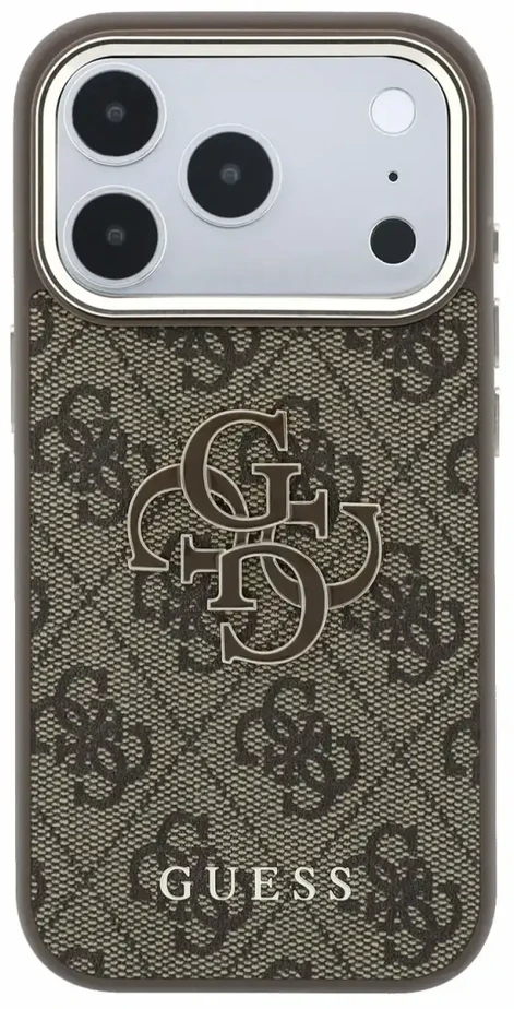 Dėklas Guess 4G & Big Resin Logo skirtas iPhone 18 Pro / iPhone 17 Pro rudas
