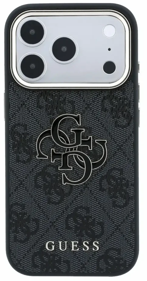Dėklas Guess 4G & Big Resin Logo, skirtas iPhone 18 Pro Max / iPhone 17 Pro Max, juodas