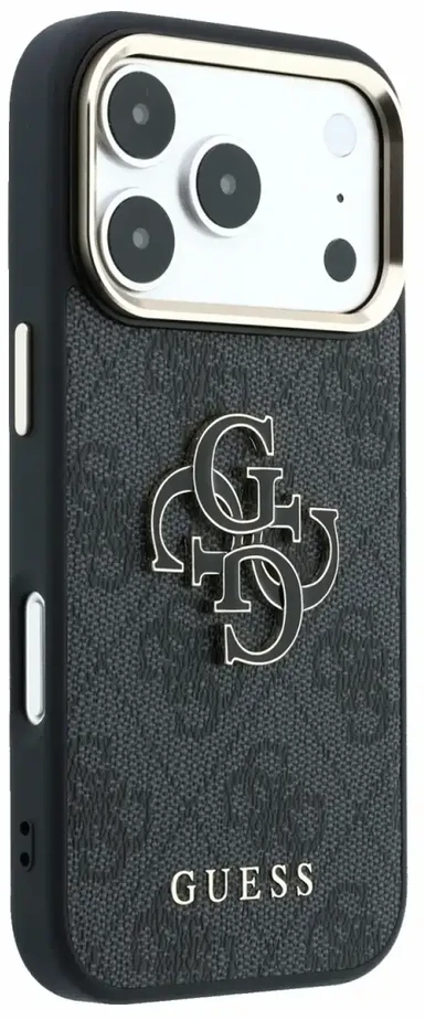 Dėklas Guess 4G & Big Resin Logo, skirtas iPhone 18 Pro Max / iPhone 17 Pro Max, juodas
