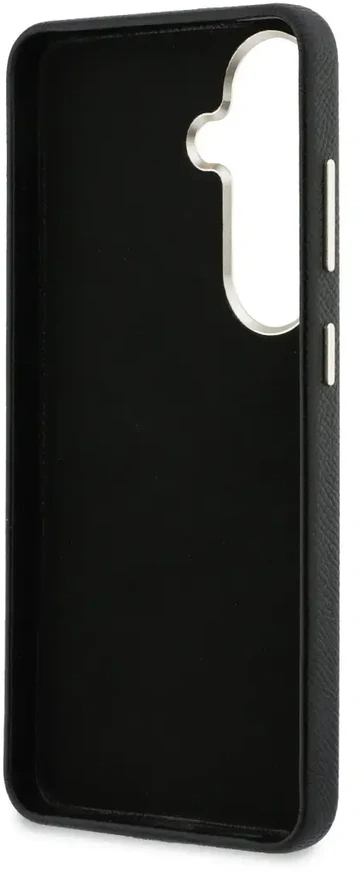 Guess PU 4G dervos metalinis logotipo telefono dėklas, skirtas Samsung Galaxy S26+ (S947) juodas
