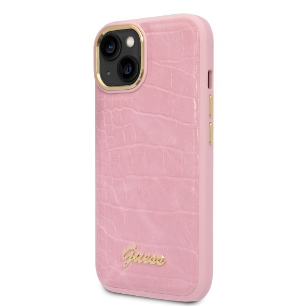 Dėklas GUESS GUHCP14SHGCRHP IPHONE 14/15/13 6.1 "Rožinis / Rožinis HARDCASE CROCO COLLECTION