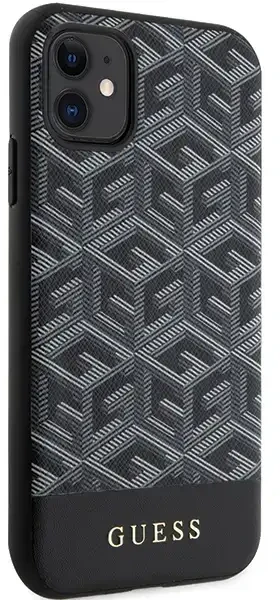 Guess PU G Cube telefono dėklas su MagSafe palaikymu, skirtas iPhone 11, juodas