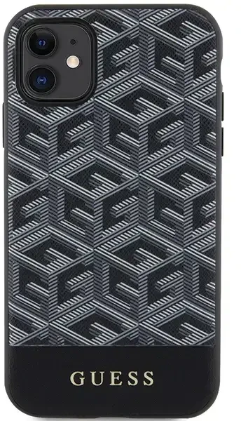 Guess PU G Cube telefono dėklas su MagSafe palaikymu, skirtas iPhone 11, juodas