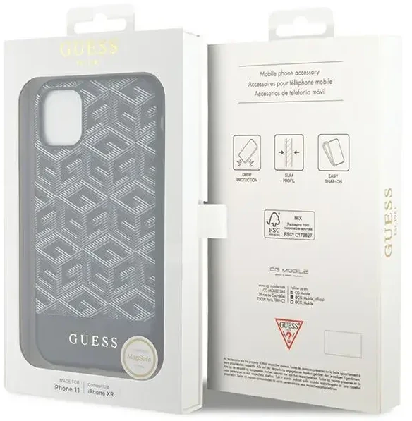 Guess PU G Cube telefono dėklas su MagSafe palaikymu, skirtas iPhone 11, juodas