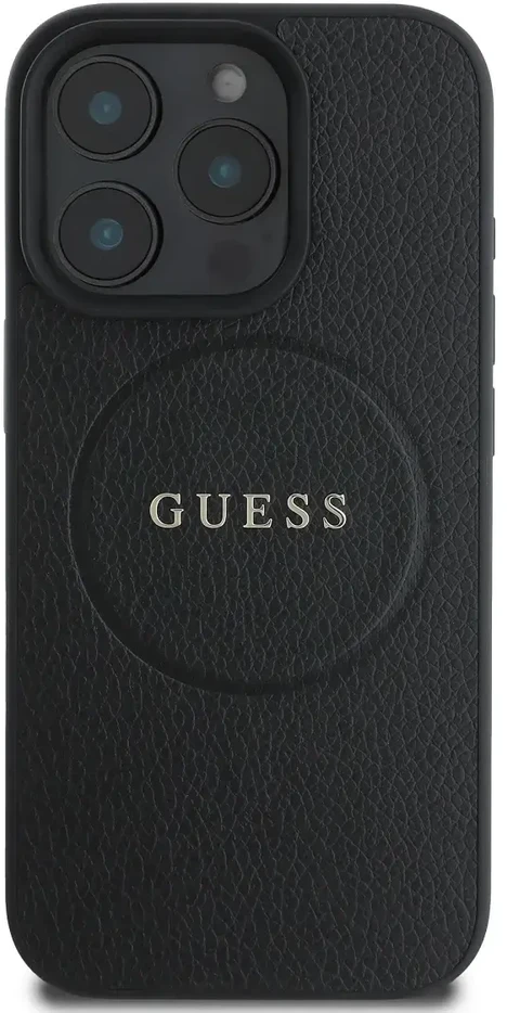 Guess PU Grained Classic Logo MagSafe Apple iPhone 16 Pro dėklas telefonui juodos spalvos
