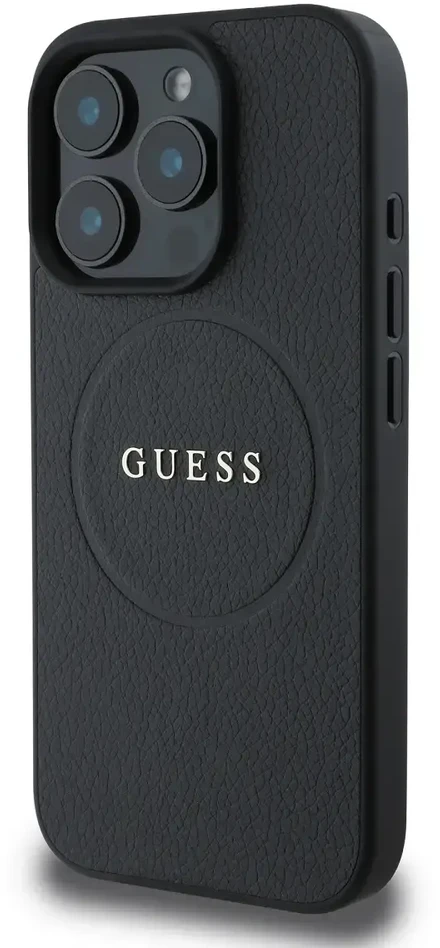 Guess PU Grained Classic Logo MagSafe Apple iPhone 16 Pro dėklas telefonui juodos spalvos