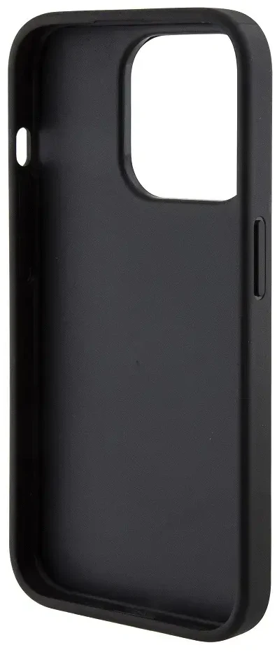 Guess GUHCP15XPGS4TDK Apple iPhone 15 Pro Max 6.7″ juodos spalvos kietas dėklas Grip Stand 4G Triangle Strass
