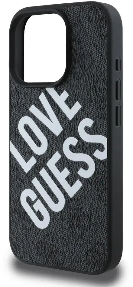 Guess PU Leather 4G Big Love Logo MagSafe Apple iPhone 16 Pro dėklas telefonui juodos spalvos