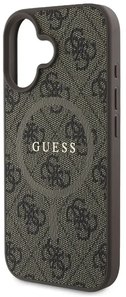 Guess PU Leather 4G Colored Ring MagSafe Apple iPhone 16 dėklas telefonui rudos spalvos