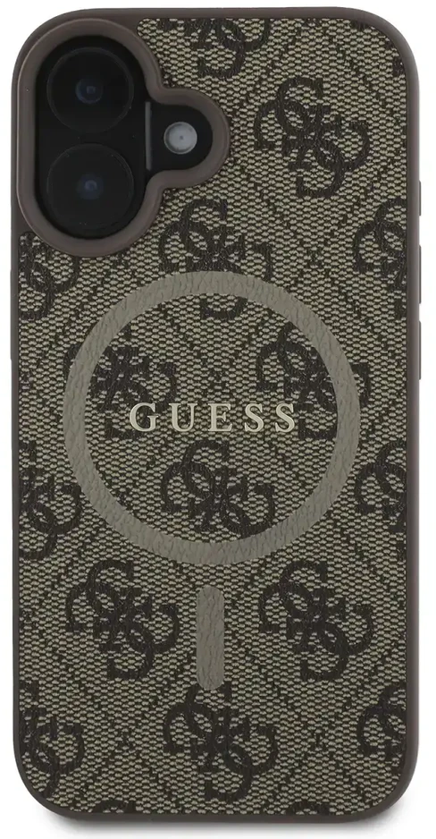 Guess PU Leather 4G Colored Ring MagSafe Apple iPhone 16 Plus dėklas telefonui rudos spalvos