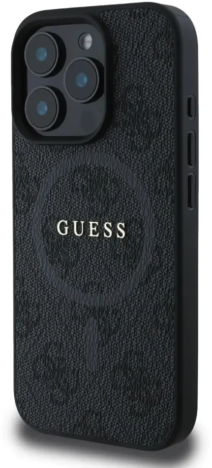 Guess PU Leather 4G Colored Ring MagSafe Apple iPhone 16 Pro Max dėklas telefonui juodos spalvos