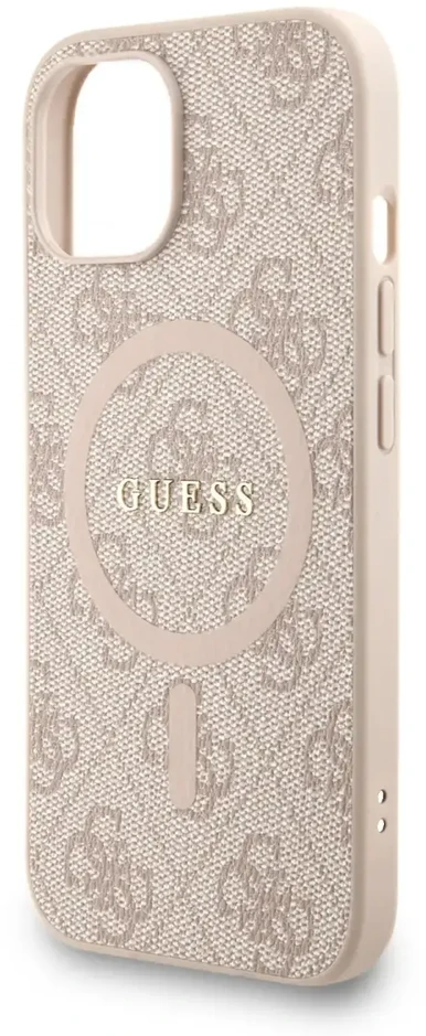 Guess PU Leather 4G Colored Ring Strap MagSafe dėklas skirtas Apple iPhone 14 rožinės spalvos