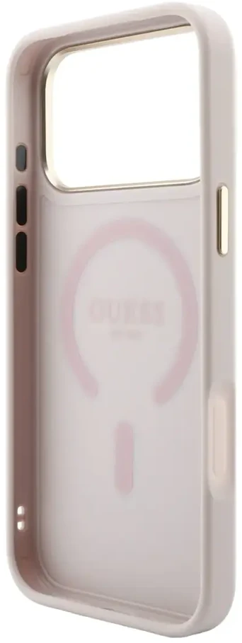 Guess Embossed 4G Classic MagSafe dėklas skirtas iPhone 18 Pro / iPhone 17 Pro Rožinė