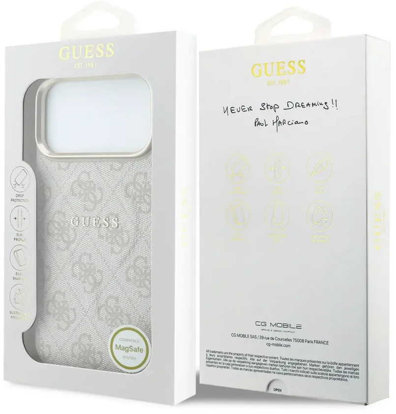 Guess Embossed 4G Classic MagSafe dėklas skirtas iPhone 18 Pro / iPhone 17 Pro Rožinė