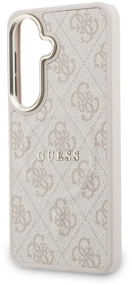 „Guess“ PU odos 4G auksinio rėmelio telefono dėklas su „MagSafe“ palaikymo funkcija, skirtas „Samsung Galaxy S26“ (S942), rožinis