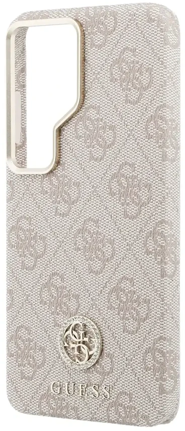 Dėklas Guess PU Leather 4G Strass Logo Gold Frame phone case for Samsung Galaxy S26 Ultra (S948) pink