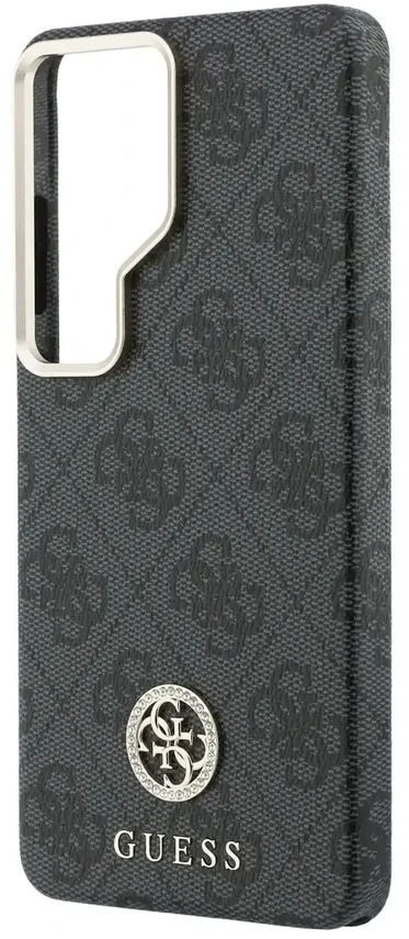 „Guess“ PU odos 4G Strass Logo aukso rėmelio telefono dėklas, skirtas „Samsung Galaxy S26 Ultra“ (S948) juodas