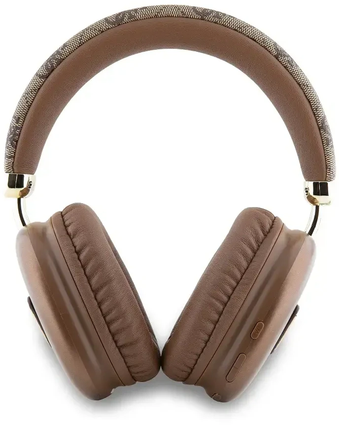 Guess PU Leather 4G Triangle Logo belaidės ausinės rudos spalvos