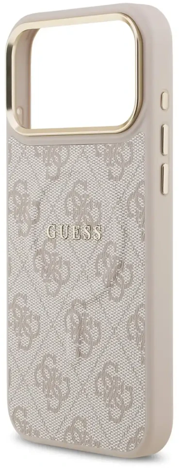 Guess PU Leather 4G Gold Frame MagSafe dėklas skirtas Apple iPhone 17 Pro Max rožinės spalvos