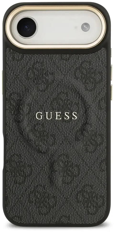 Guess PU Leather 4G Gold Frame MagSafe dėklas skirtas Apple iPhone 17 Air juodos spalvos