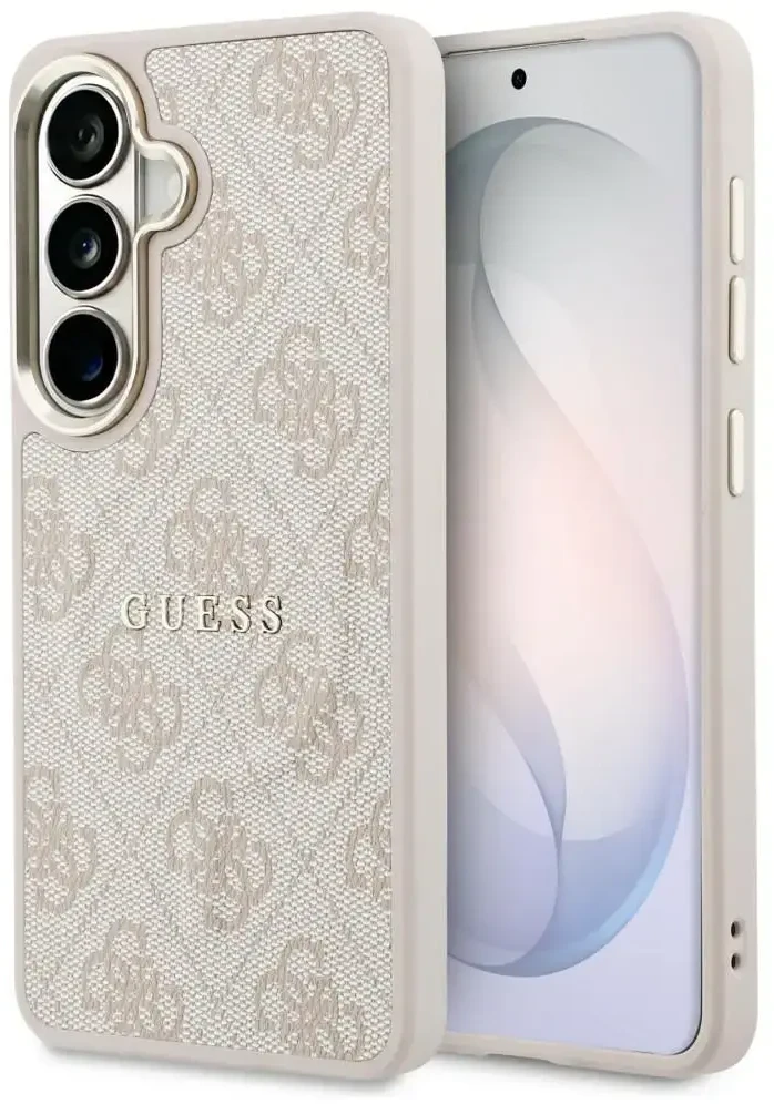 Guess PU Leather 4G Gold Frame Magnetic dėklas skirtas Samsung Galaxy S26+ rožinės spalvos