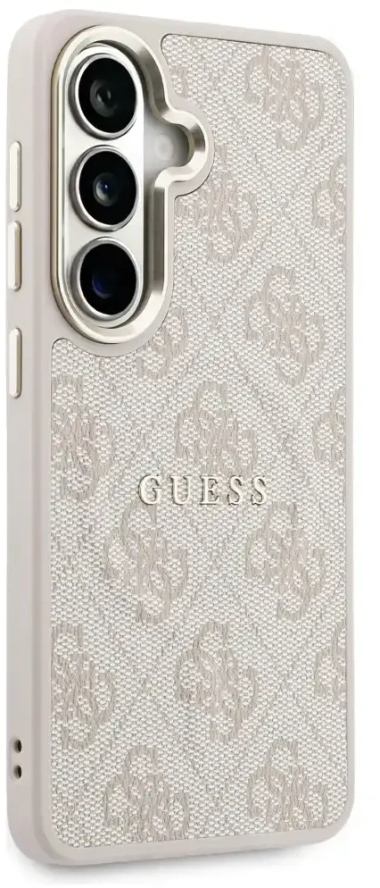 Guess PU Leather 4G Gold Frame Magnetic dėklas skirtas Samsung Galaxy S26+ rožinės spalvos