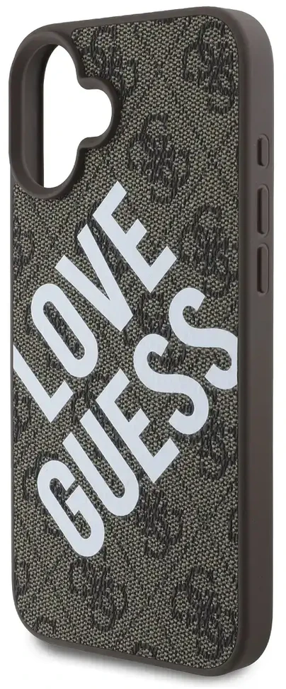 Guess PU Leather 4G Big Love Logo MagSafe Apple iPhone 16 dėklas telefonui rudos spalvos