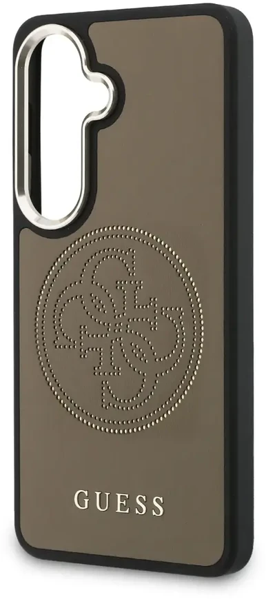 „Guess“ perforuotas PU telefono dėklas su 4G logotipu ir „MagSafe“ palaikymu, skirtas „Samsung Galaxy S26“ (S942), rudas