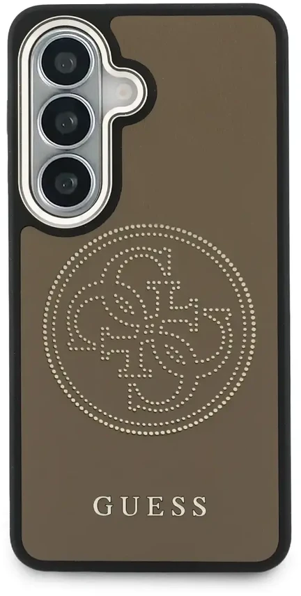 „Guess“ perforuotas PU telefono dėklas su 4G logotipu ir „MagSafe“ palaikymu, skirtas „Samsung Galaxy S26“ (S942), rudas