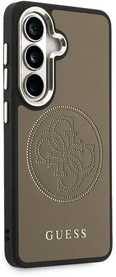 „Guess“ perforuotas PU telefono dėklas su 4G logotipu ir „MagSafe“ palaikymu, skirtas „Samsung Galaxy S26“ (S942), rudas